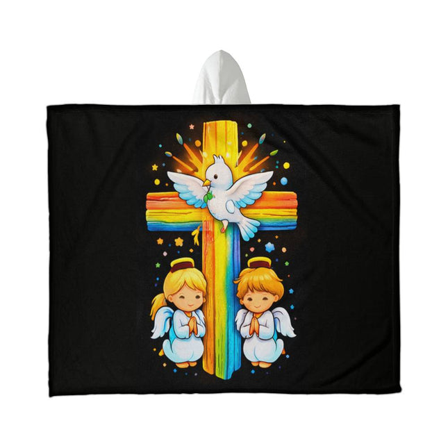 Rainbow Cross Angels And Dove | Christian Sherpa | Gift for Kids