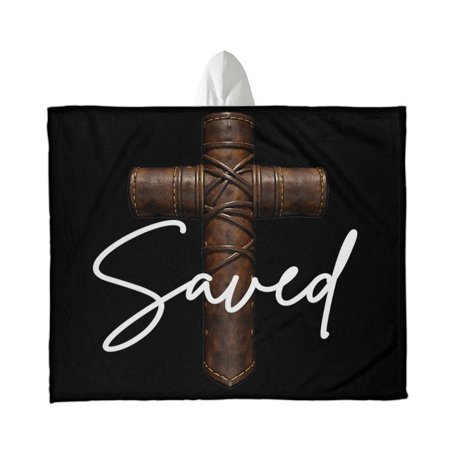 Saved Cross Hooded Sherpa Blanket – Christian Gift for Men