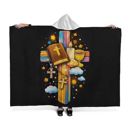 Favored Cross Hooded Sherpa Blanket – Christian Gift for Teens & Adults