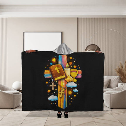 Favored Cross Hooded Sherpa Blanket – Christian Gift for Teens & Adults