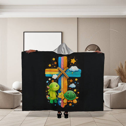 Favored Cross Hooded Sherpa Blanket – Christian Gift for Teens & Adults