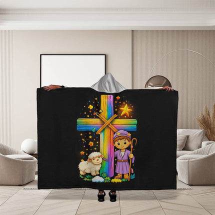 Favored Cross Hooded Sherpa Blanket – Christian Gift for Teens & Adults