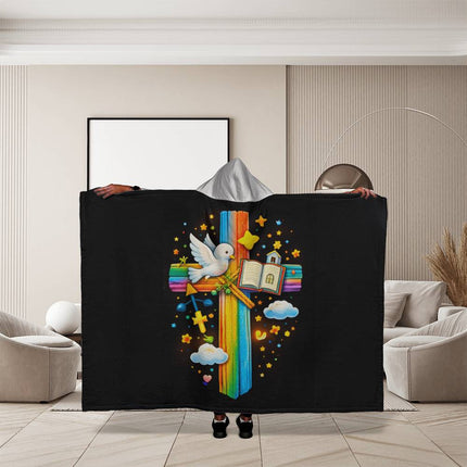 Favored Cross Hooded Sherpa Blanket – Christian Gift for Teens & Adults