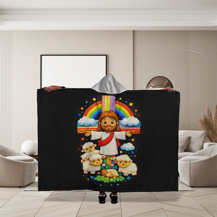 Favored Cross Hooded Sherpa Blanket – Christian Gift for Teens & Adults