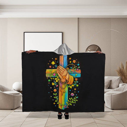 Favored Cross Hooded Sherpa Blanket – Christian Gift for Teens & Adults
