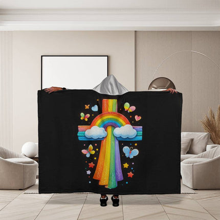 Favored Cross Hooded Sherpa Blanket – Christian Gift for Teens & Adults