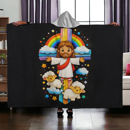 Favored Cross Hooded Sherpa Blanket – Christian Gift for Teens & Adults