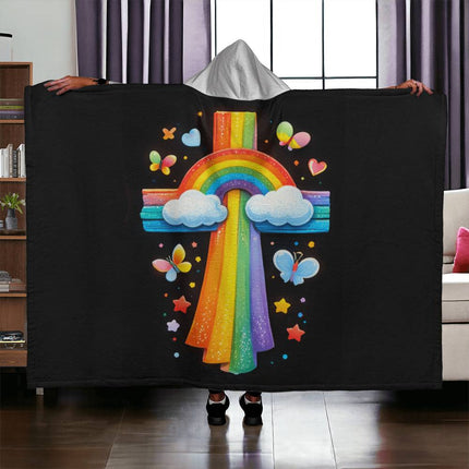 Favored Cross Hooded Sherpa Blanket – Christian Gift for Teens & Adults