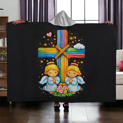 Favored Cross Hooded Sherpa Blanket – Christian Gift for Teens & Adults
