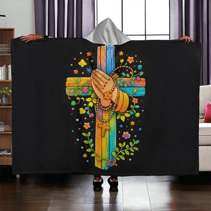 Favored Cross Hooded Sherpa Blanket – Christian Gift for Teens & Adults