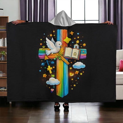 Favored Cross Hooded Sherpa Blanket – Christian Gift for Teens & Adults