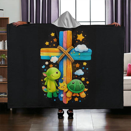 Favored Cross Hooded Sherpa Blanket – Christian Gift for Teens & Adults