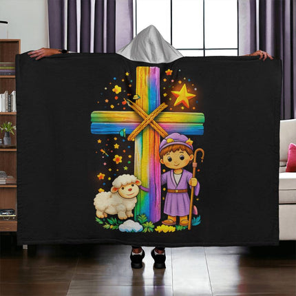 Favored Cross Hooded Sherpa Blanket – Christian Gift for Teens & Adults
