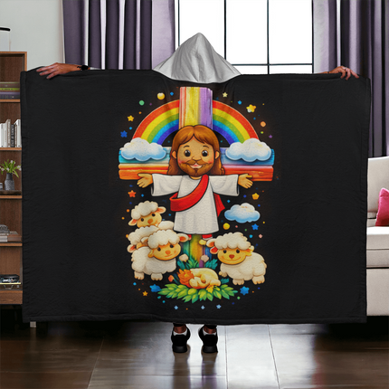 Favored Cross Hooded Sherpa Blanket – Christian Gift for Teens & Adults