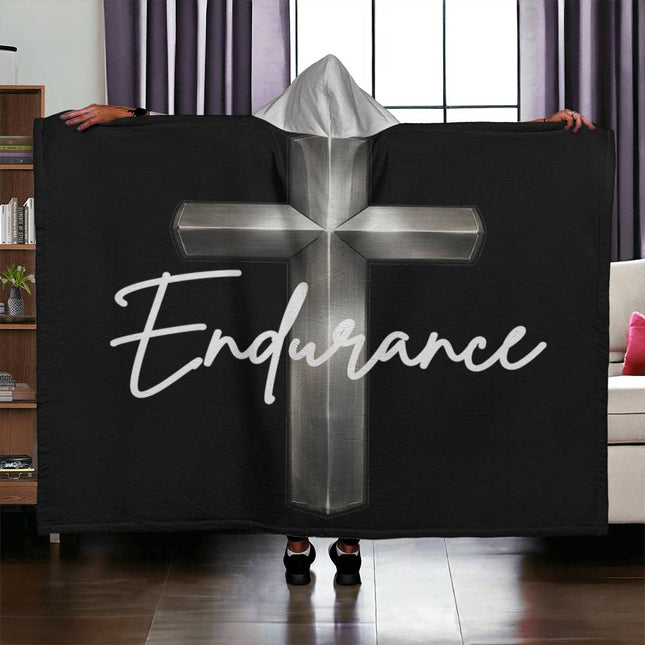 Endurance Cross Hooded Sherpa Blanket – Christian Gift for Men