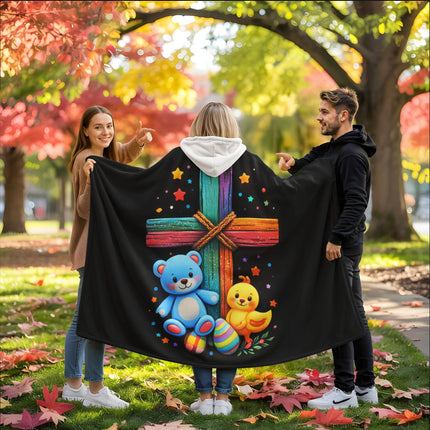 Favored Cross Hooded Sherpa Blanket – Christian Gift for Teens & Adults