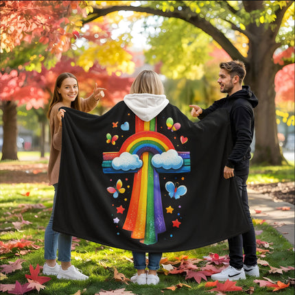 Favored Cross Hooded Sherpa Blanket – Christian Gift for Teens & Adults