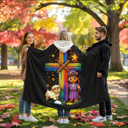 Favored Cross Hooded Sherpa Blanket – Christian Gift for Teens & Adults