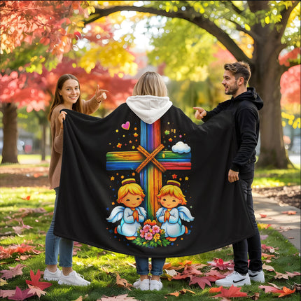 Favored Cross Hooded Sherpa Blanket – Christian Gift for Teens & Adults