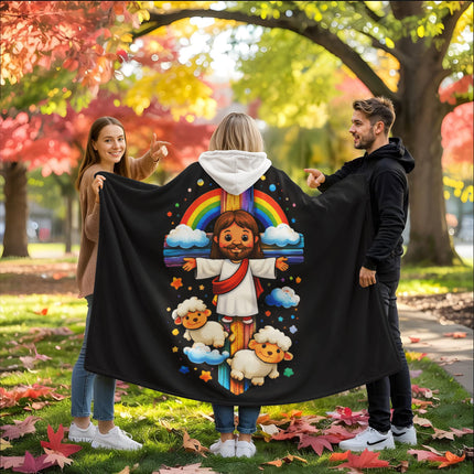 Favored Cross Hooded Sherpa Blanket – Christian Gift for Teens & Adults