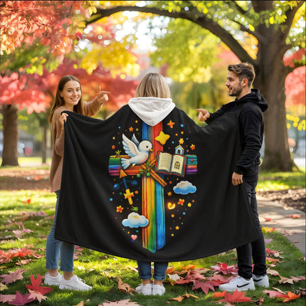 Favored Cross Hooded Sherpa Blanket – Christian Gift for Teens & Adults