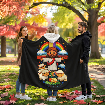 Favored Cross Hooded Sherpa Blanket – Christian Gift for Teens & Adults