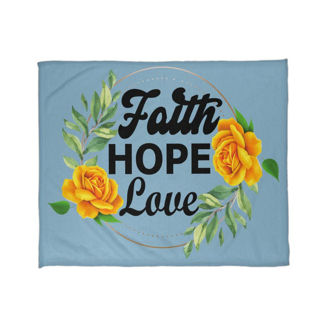 Faith Hope Love Home Throw Blanket | Blue-Gray