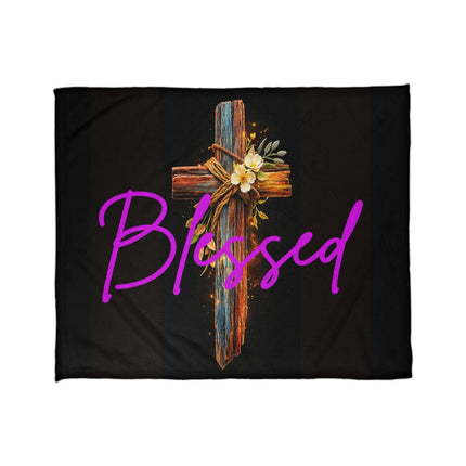 Inspiring Heart Cross Coral Fleece Blanket – Christian Gift for Women