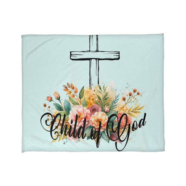 Child of God Fleece Blanket | Floral Cross Christian Throw