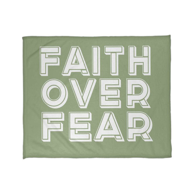 Faith Over Fear Fleece Blanket | Cozy Christian Throw Blanket (Green)