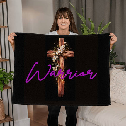 Inspiring Heart Cross Coral Fleece Blanket – Christian Gift for Women