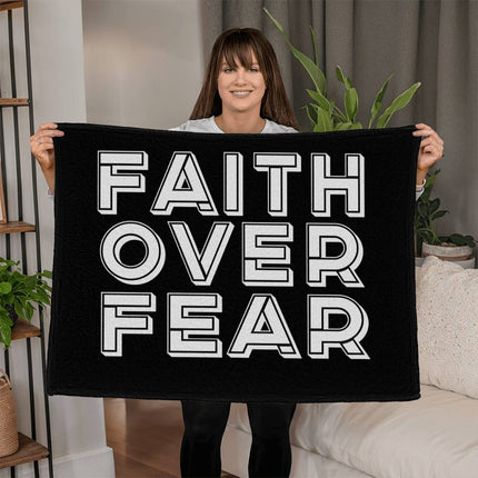 FAITH OVER FEAR Soft Throw Blanket | Black