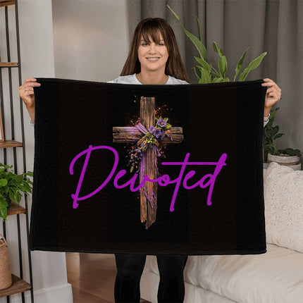 Inspiring Heart Cross Coral Fleece Blanket – Christian Gift for Women