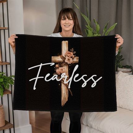 Inspiring Heart Cross Coral Fleece Blanket – Christian Gift for Women