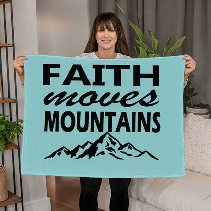 Faith Moves Mountains Fleece Blanket | Christian Mountain Throw