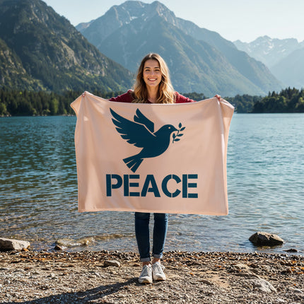 Peace dove fleece blanket with olive branch – Christian comfort throw blanket