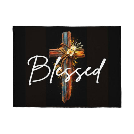 Inspiring Heart Cross Coral Fleece Blanket – Christian Gift for Women
