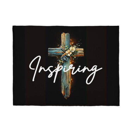 Inspiring Heart Cross Coral Fleece Blanket – Christian Gift for Women