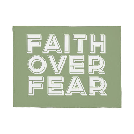Faith Over Fear Fleece Blanket | Cozy Christian Throw Blanket (Green)