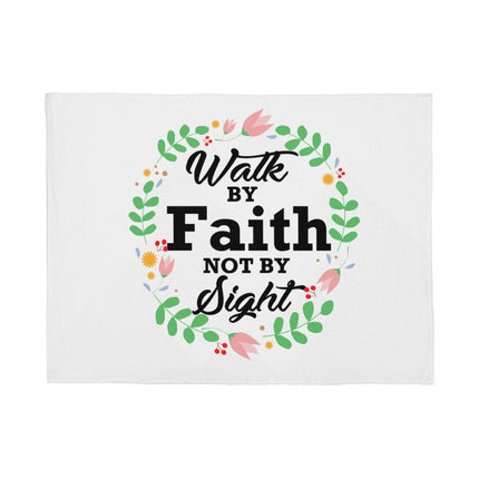 Walk By Faith Not By Sight Fleece Blanket | Floral Christian Throw