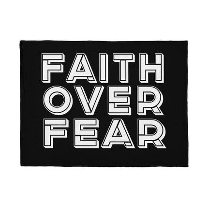 FAITH OVER FEAR Soft Throw Blanket | Black