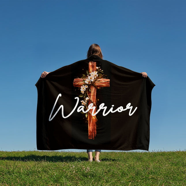 Inspiring Heart Cross Coral Fleece Blanket – Christian Gift for Women