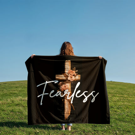 Inspiring Heart Cross Coral Fleece Blanket – Christian Gift for Women