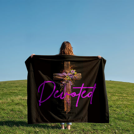 Inspiring Heart Cross Coral Fleece Blanket – Christian Gift for Women