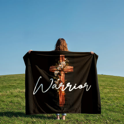 Inspiring Heart Cross Coral Fleece Blanket – Christian Gift for Women