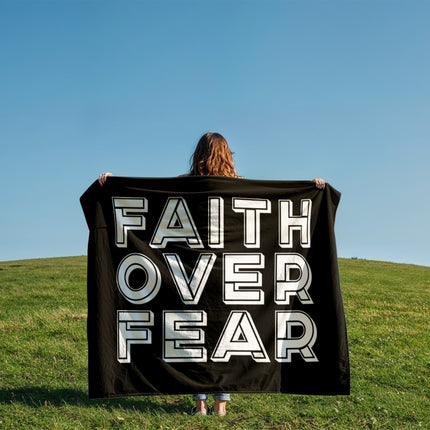 FAITH OVER FEAR Soft Throw Blanket | Black