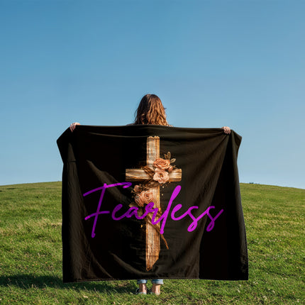 Inspiring Heart Cross Coral Fleece Blanket – Christian Gift for Women