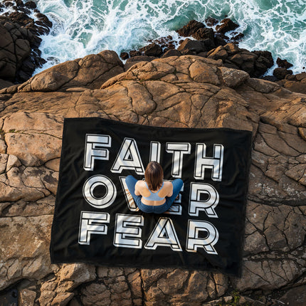 FAITH OVER FEAR Soft Throw Blanket | Black