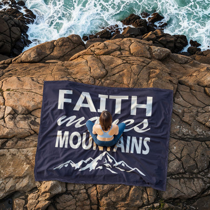 Faith Moves Mountains Fleece Blanket | Cozy Christian Mountain Throw
