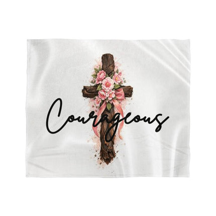 Courageous Coral Fleece & Mink Blanket – Christian Gift for Women